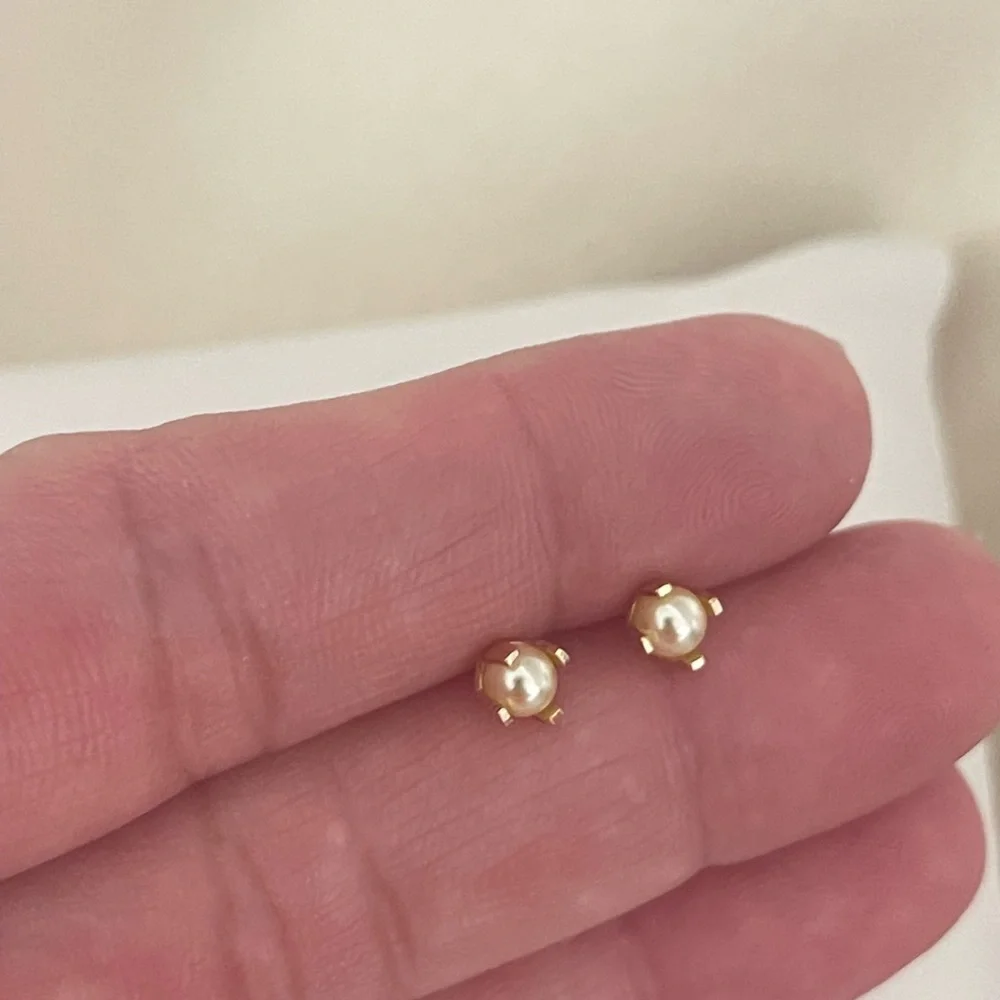 18k Gold Filled Baby Girl Pearl Stud Earrings